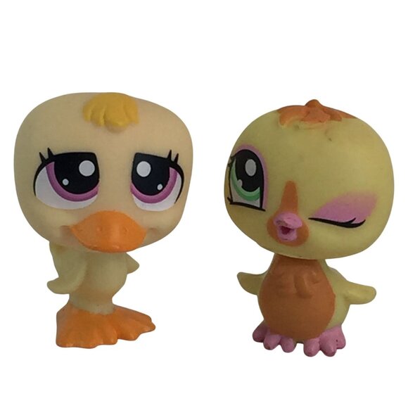 Littlest Pet Shop LPS #1329 Winking Chick #1062 Baby Duck Yellow Bird Figures - Picture 1 of 13
